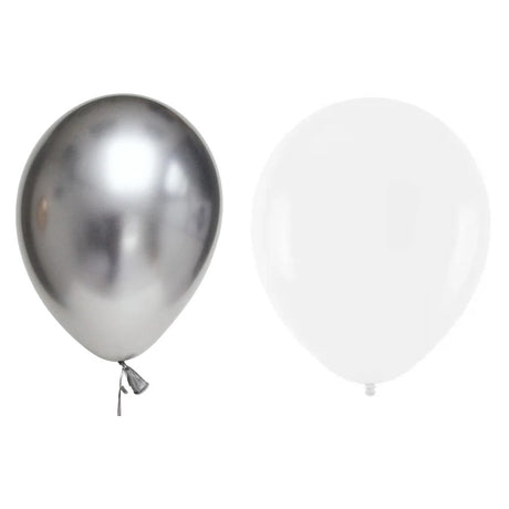 Set 10 Baloane Din Latex Metalizate, Alb, 23 Cm, 2.2 G - vivimall.ro