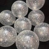 Set 10 Baloane din Latex Transparente, Vivimall, Model Party, 30 cm, Stelute Albe, 2.8 g