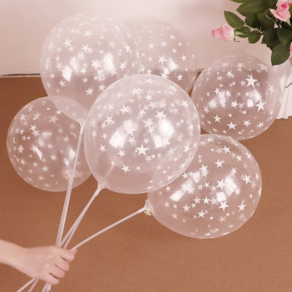Set 10 Baloane Din Latex E, 30 Cm, Stelute Albe, 2.8 G - vivimall.ro
