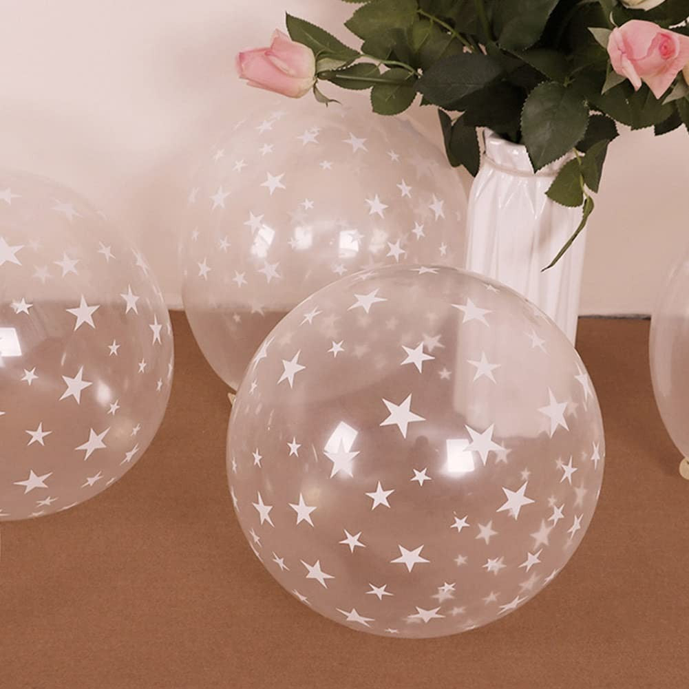 Set 10 Baloane Din Latex E, 30 Cm, Stelute Albe, 2.8 G - vivimall.ro