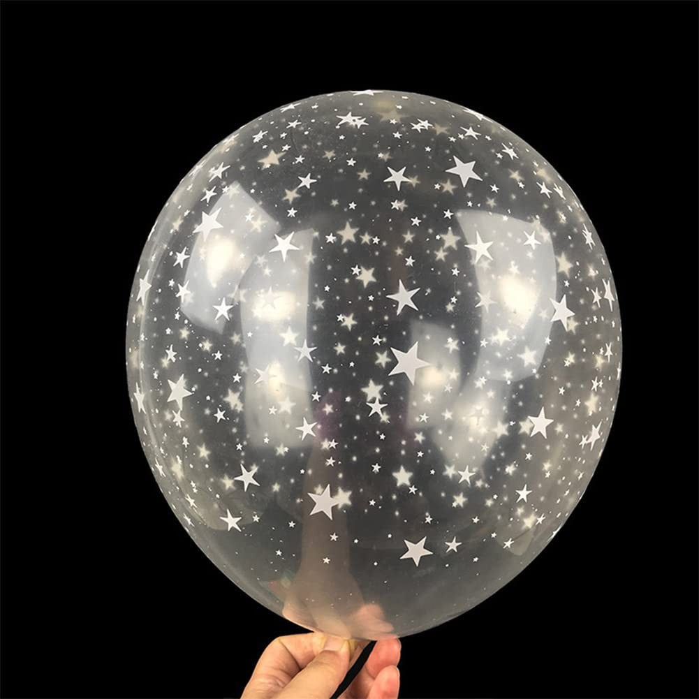 Set 10 Baloane Din Latex E, 30 Cm, Stelute Albe, 2.8 G - vivimall.ro