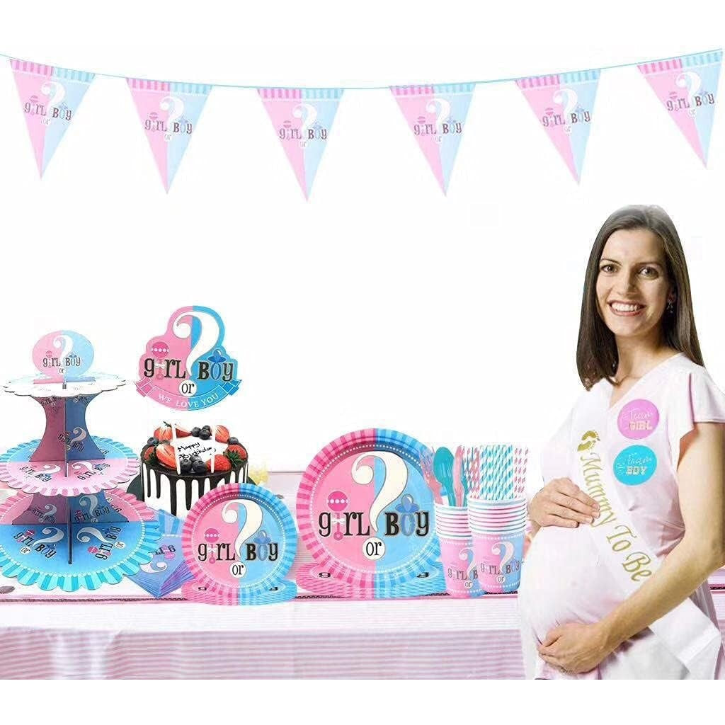 Set 10 Farfurii Gender Reveal, Girl Or Boy, Din Carton, 22.8 Cm, Roz/ - vivimall.ro