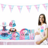 Set 10 Farfurii Gender Reveal, Girl Or Boy, Din Carton, 22.8 Cm, Roz/ - vivimall.ro