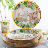 Farfurii Cartonate pentru Petreceri, Vivimall, Farfurii Cartonate de unica Folosinta pentru Zile de Nastere, Model Safari cu Animale, set 10 buc, Diametru 18 cm, Multicolor - vivimall.ro