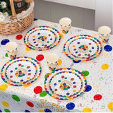 Set 10 Farfurii de Unica Folosinta, Vivimall, din Carton, 18 cm, Model Happy Birthday, Multicolor