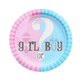 Set 10 Farfurii Gender Reveal, Vivimall, Girl or Boy, din Carton, 18 cm, Roz/Albastru - vivimall.ro