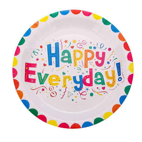 Set 10 Farfurii Happy Everyday, Flippy, 23 cm, din Hartie 300 g, Multicolor