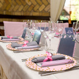 Set 10 Farfurii Unica Folosinta, Flippy, Imprimeu cu Buline, din Carton, Diametru 18 cm, Roz/Auriu