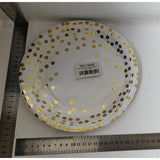 Set 10 Farfurii Unica Folosinta, Flippy, Imprimeu cu Buline, din Carton, Diametru 23 cm, Alb/Auriu