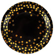 Set 10 Farfurii Unica Folosinta, Imprimeu Cu Buline, Din Carton, Diametru 23 Cm, Negru/ - vivimall.ro