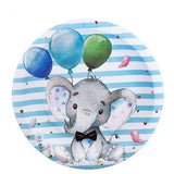 Set 10 Farfurii Unica Folosinta, Imprimeu Elefant, Din Carton, 17 Cm - vivimall.ro