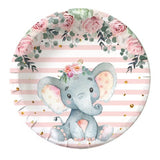 Set 10 Farfurii Unica Folosinta, Imprimeu Elefant, Din Carton, 22 Cm - vivimall.ro