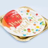 Set 10 Farfurii Unica Folosinta, Flippy, Imprimeu Happy Birthday Buline, din Carton, Diametru 18 cm, Multicolor
