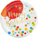 Set 10 Farfurii Unica Folosinta, Imprimeu Happy Birthday Buline, Din Carton, Diametru 18 Cm - vivimall.ro