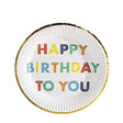 Set 10 Farfurii Unica Folosinta, Imprimeu Happy Birthday, Din Carton, Diametru 18 Cm - vivimall.ro