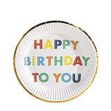 Set 10 Farfurii Unica Folosinta, Imprimeu Happy Birthday, Din Carton, Diametru 18 Cm - vivimall.ro