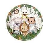 Set 10 Farfurii Unica Folosinta, Flippy, Imprimeu Jungle, din Carton, 22 cm, Verde