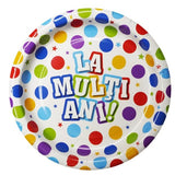 Set 10 Farfurii Unica Folosinta, Imprimeu La Multi Ani, Din Carton, Diametru 17 Cm - vivimall.ro