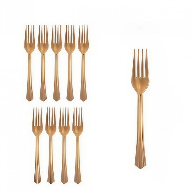 Set 10 Furculite De Unica Folosinta, Plastic, Bronz - vivimall.ro