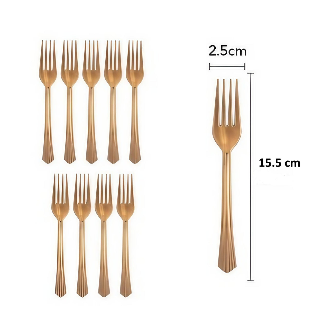 Set 10 Furculite De Unica Folosinta, Plastic, Bronz - vivimall.ro