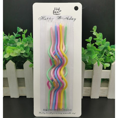 Set 10 Lumanari de Tort, Vivimall, Model Spiralat, 17 x 0.34 cm, din Ceara, Multicolor - vivimall.ro