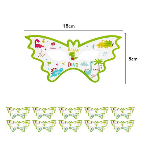 Set 10 Masti Decorative, Vivimall, Colectia Dino Park, 18 x 8 cm, din Carton, Multicolor - vivimall.ro