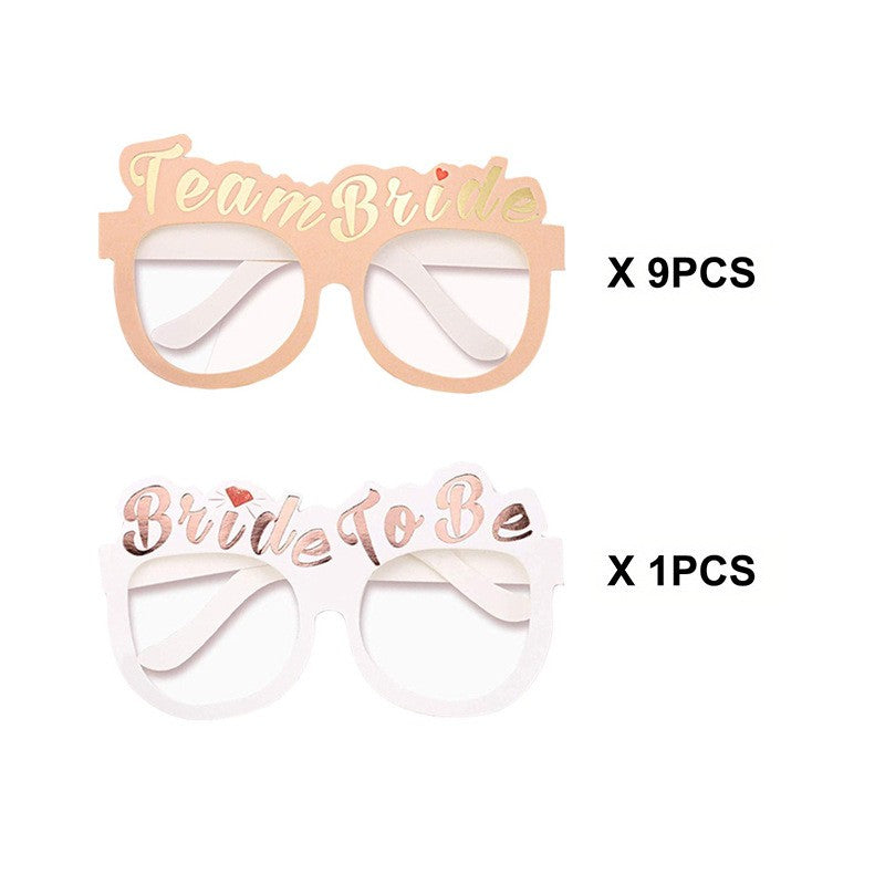 Set 10 Ochelari, Vivimall, Tematica Petrecerea Burlacitelor, Model Team Bride si Bride to Be, 9 x Roz, 1 x Alb - vivimall.ro