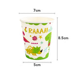 Set 10 Pahare Petrecere, Flippy, Colectia Dino Park, 8.5 x 7 x 5 cm, din Carton, Multicolor