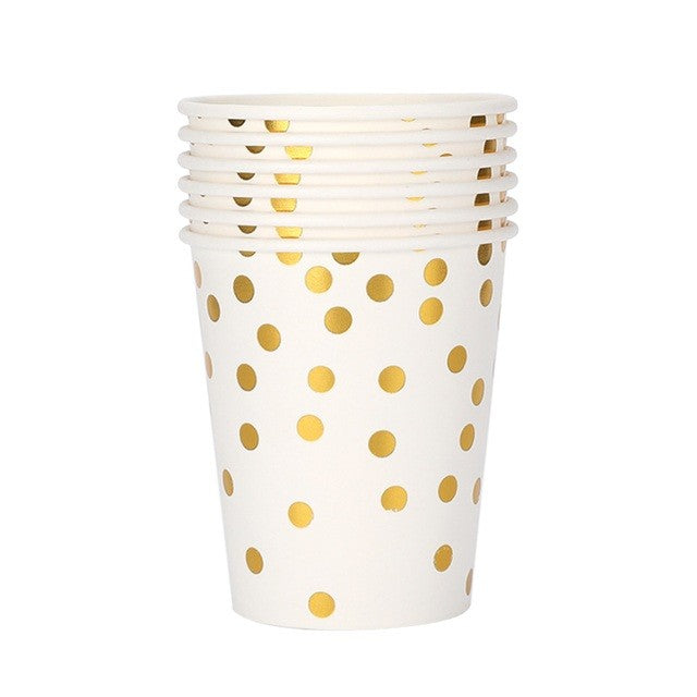 Set 10 Pahare, Imprimeu Cu Buline, Din Carton, 250 Ml