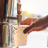 Set 10 Pahare, Flippy, Imprimeu cu Buline, din Carton, 250 ml, 7.5 x 8.5 x 5.2 cm, Roz/Auriu