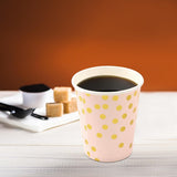 Set 10 Pahare, Flippy, Imprimeu cu Buline, din Carton, 250 ml, 7.5 x 8.5 x 5.2 cm, Roz/Auriu