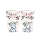 Set 10 Pahare, Imprimeu Elefant, Din Carton