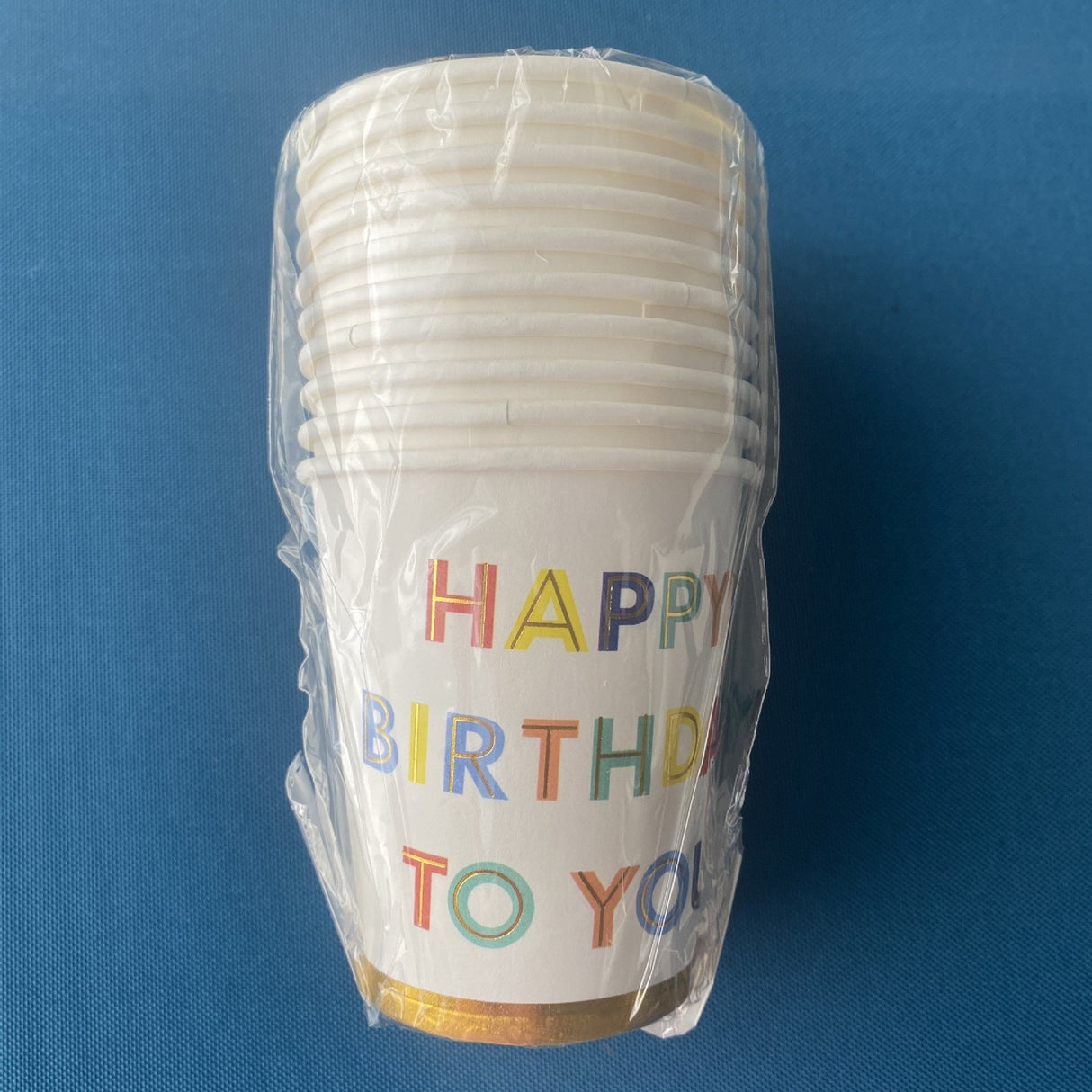 Set 10 Pahare, Flippy, Imprimeu Happy Birthday to You, din Carton, 250 ml, 7.5 x 8.5 x 5.2 cm, Multicolor