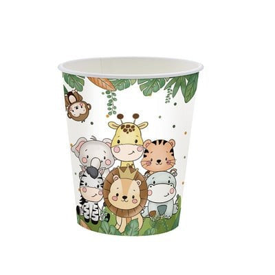 Set 10 Pahare, Imprimeu Jungle, Din Carton