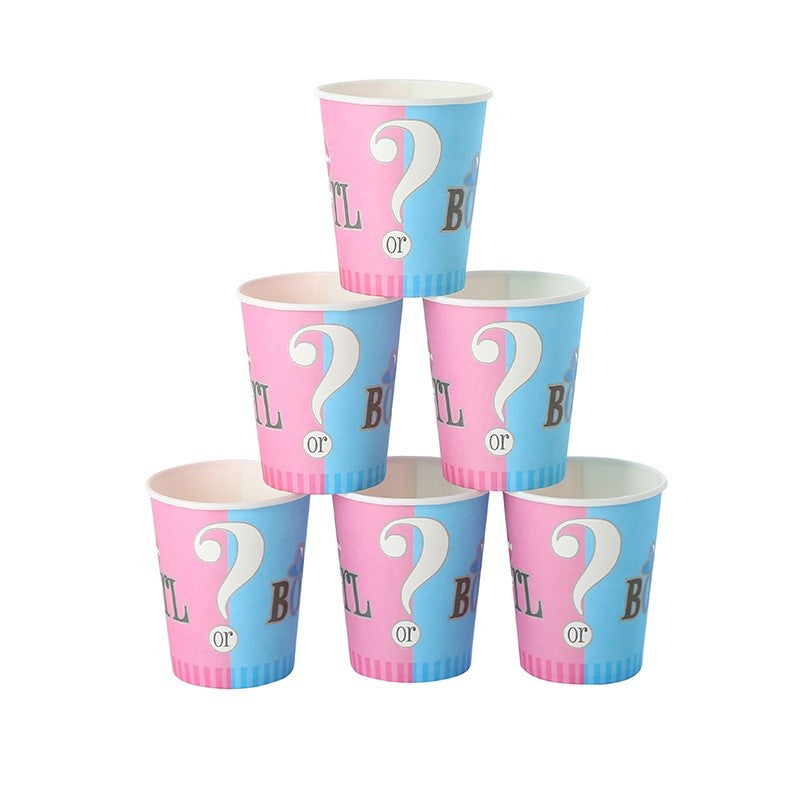 Set 10 Pahare Gender Reveal, Girl Or Boy, Din Carton, 250 Ml, Roz/