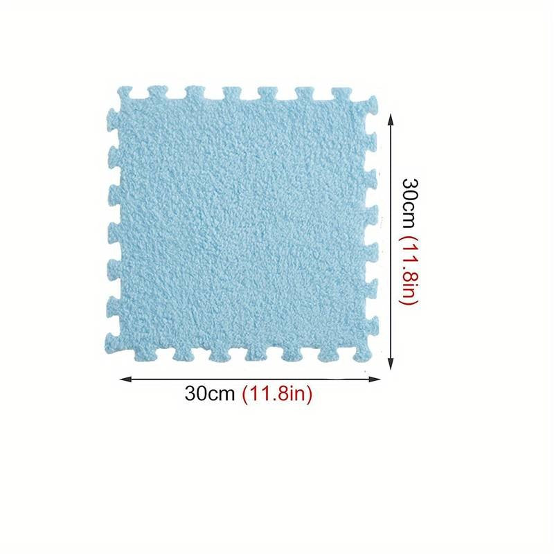 Set 10 Piese Covor Tip Puzzle, Spuma Eva, Pufos, Baby Blue - vivimall.ro