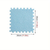 Set 10 Piese Covor tip Puzzle, Flippy, Spuma EVA, Pufos, 30 x 30 x 1 cm, Baby Blue