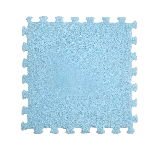 Set 10 Piese Covor Tip Puzzle, Spuma Eva, Pufos, Baby Blue - vivimall.ro
