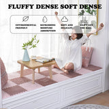 Set 10 Piese Covor tip Puzzle, Flippy, Spuma EVA, Pufos, 30 x 30 x 1 cm, Roz Pudrat