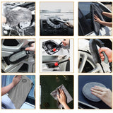 Set 10 Piese pentru Spalat Auto, Flippy, din Plastic si Microfibra, Perii si Lavete, Model C, Gri