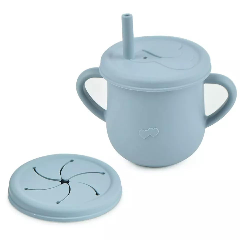 Set 10 Piese Servire Masa. Pentru Bebelusi Si Copii, Din Silicon/Lemn, Cu Ventuze Anti-Alunecare, Fara Alergeni. +6 Luni - vivimall.ro