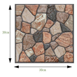 Set 10 Placi Tapet 3D, Vivimall, 30 x 30 cm, din PVC, Tip Piatra, Suprafata acoperita 0.9 mp, Autoadeziv, Caramiziu - vivimall.ro