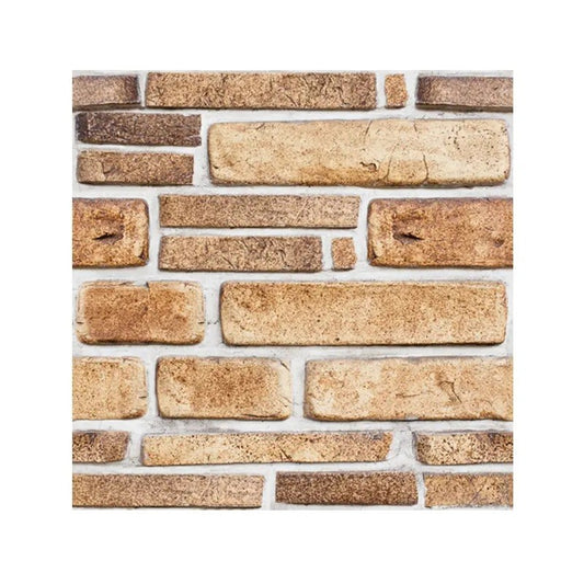 Set 10 Placi Tapet 3D, Vivimall, 30 x 30 cm, din PVC, Tip Piatra, Suprafata acoperita 0.9 mp, Autoadeziv, Bej - vivimall.ro