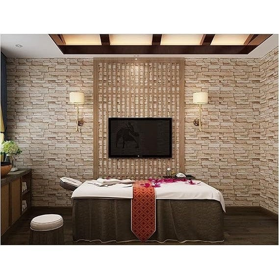 Set 10 Placi Tapet 3D, 35 X 38 Cm, Grosime 3 Mm, Din Polietilena, Model Caramida, Suprafata Acoperita 1.33 Mp, Piatra Galbena - vivimall.ro