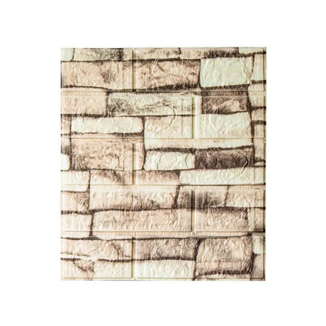 Set 10 Placi Tapet 3D, Vivimall, 35 x 38 cm, Grosime 3 mm, din Polietilena, Model Caramida, Suprafata acoperita 1.33 mp, Piatra Galbena - vivimall.ro