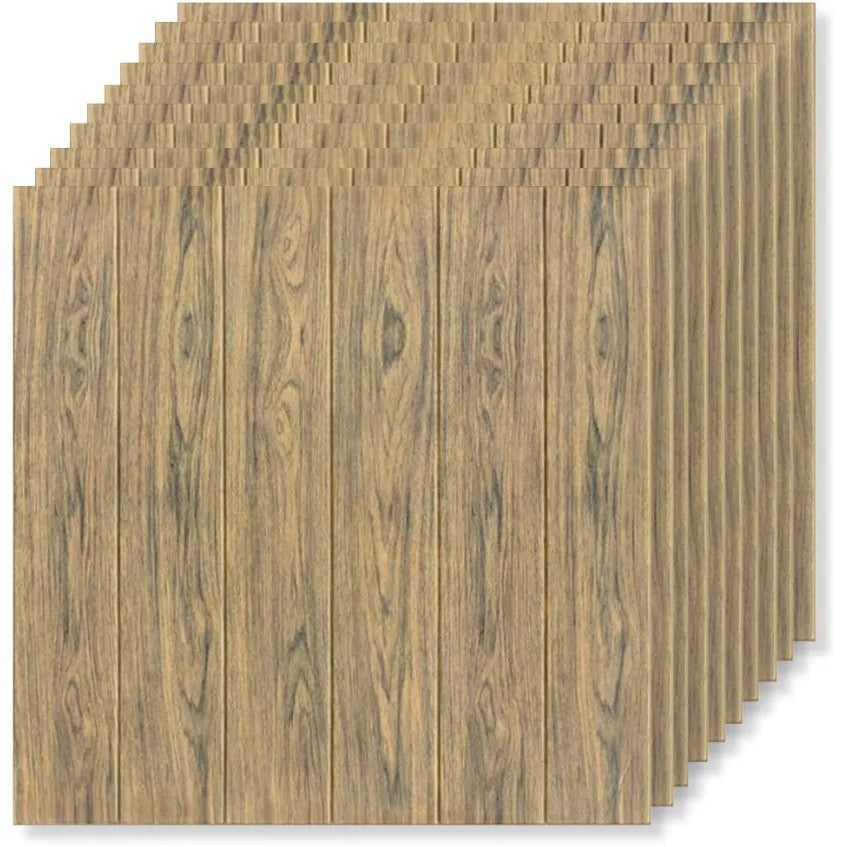 Set 10 Placi Tapet 3D, 70 X 70 Cm, Grosime 3 Mm, Din Rasina, Tip Placi De Lemn, Suprafata Acoperita 4.9 Mp, Deschis - vivimall.ro