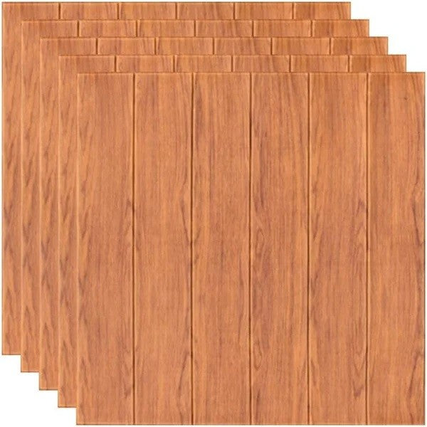 Set 10 Placi Tapet 3D, 70 X 70 Cm, Grosime 3 Mm, Din Rasina, Tip Placi De Lemn, Suprafata Acoperita 4.9 Mp, Maro Roscat - vivimall.ro