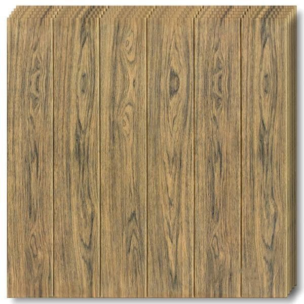 Set 10 Placi Tapet 3D, 70 X 70 Cm, Grosime 3 Mm, Din Rasina, Tip Placi De Lemn, Suprafata Acoperita 4.9 Mp, Inchis - vivimall.ro