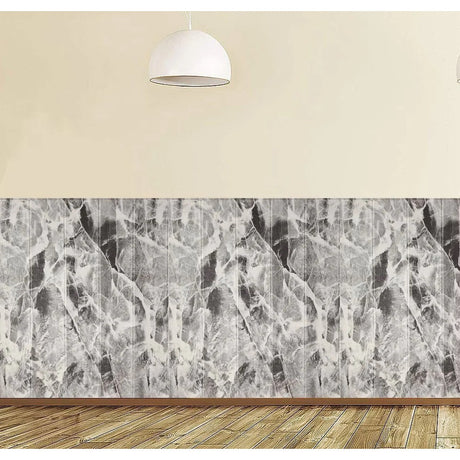 Set 10 Placi Tapet 3D, 70 X 70 Cm, Grosime 3 Mm, Din Rasina, Tip Placi De Lemn, Suprafata Acoperita 4.9 Mp, Gri Marmorat - vivimall.ro