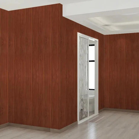 Set 10 Placi Tapet 3D, 70 X 70 Cm, Grosime 3 Mm, Din Rasina, Tip Placi De Lemn, Suprafata Acoperita 4.9 Mp, Caramiziu - vivimall.ro